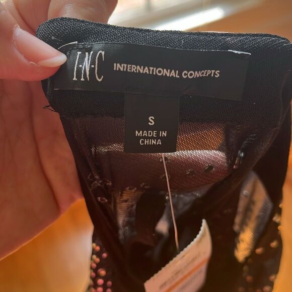 NWT INC International Concepts Black Silver Long Sleeve Studded Blouse - Picture 8 of 8